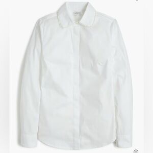 NWT J. Crew White Shirt with Pearl Collar XL
